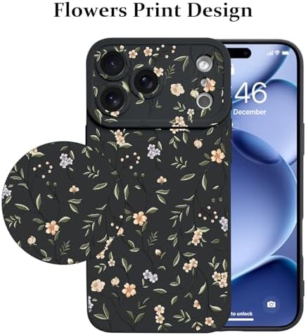 LSL Funda para iPhone 13, diseño de flores moradas, diseño de estampado de flores, TPU suave, lente de cámara completa, anti-caídas, antiarañazos, a prueba de golpes, funda protectora delgada para