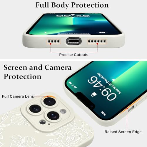 LSL Funda para iPhone 13, diseño de flores moradas, diseño de estampado de flores, TPU suave, lente de cámara completa, anti-caídas, antiarañazos, a prueba de golpes, funda protectora delgada para