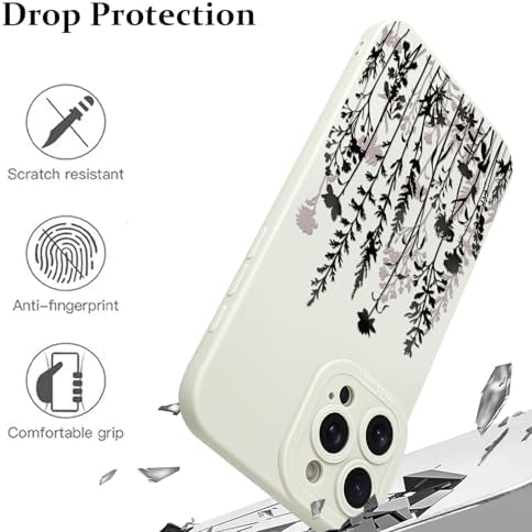 LSL Funda para iPhone 13, diseño de flores moradas, diseño de estampado de flores, TPU suave, lente de cámara completa, anti-caídas, antiarañazos, a prueba de golpes, funda protectora delgada para