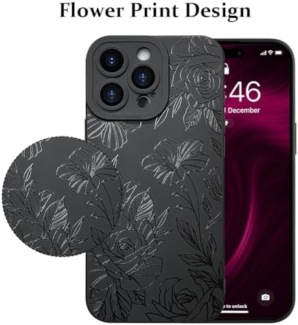 LSL Funda para iPhone 13, diseño de flores moradas, diseño de estampado de flores, TPU suave, lente de cámara completa, anti-caídas, antiarañazos, a prueba de golpes, funda protectora delgada para