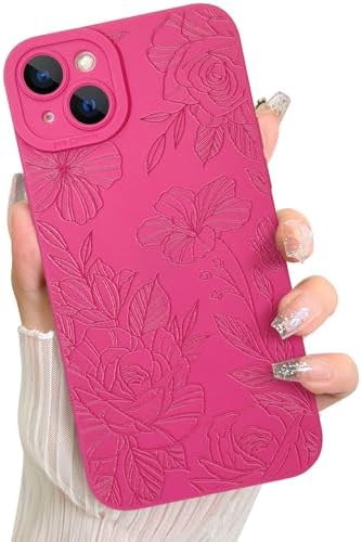 LSL Funda para iPhone 13, diseño de flores moradas, diseño de estampado de flores, TPU suave, lente de cámara completa, anti-caídas, antiarañazos, a prueba de golpes, funda protectora delgada para