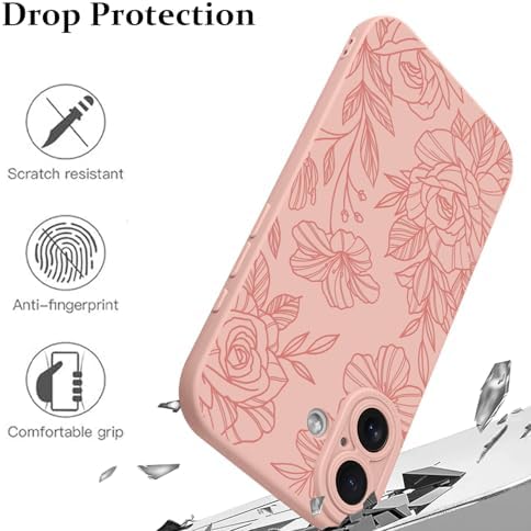 LSL Funda para iPhone 13, diseño de flores moradas, diseño de estampado de flores, TPU suave, lente de cámara completa, anti-caídas, antiarañazos, a prueba de golpes, funda protectora delgada para