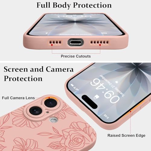 LSL Funda para iPhone 13, diseño de flores moradas, diseño de estampado de flores, TPU suave, lente de cámara completa, anti-caídas, antiarañazos, a prueba de golpes, funda protectora delgada para