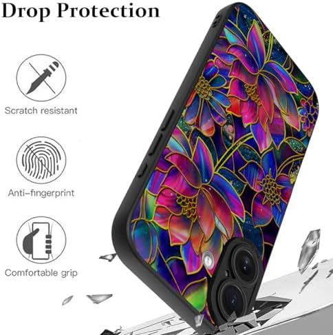 LSL Funda para iPhone 13, diseño de flores moradas, diseño de estampado de flores, TPU suave, lente de cámara completa, anti-caídas, antiarañazos, a prueba de golpes, funda protectora delgada para