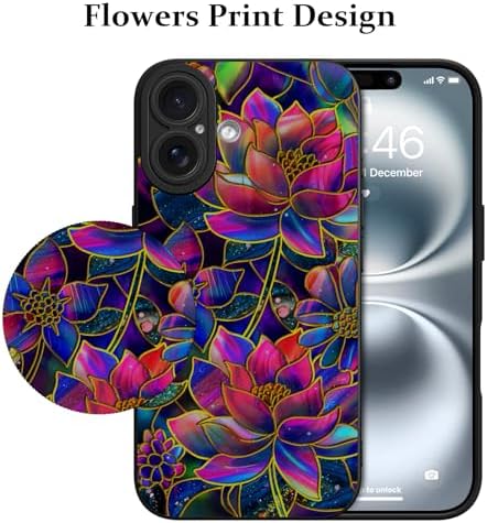 LSL Funda para iPhone 13, diseño de flores moradas, diseño de estampado de flores, TPU suave, lente de cámara completa, anti-caídas, antiarañazos, a prueba de golpes, funda protectora delgada para