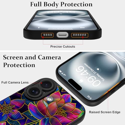 LSL Funda para iPhone 13, diseño de flores moradas, diseño de estampado de flores, TPU suave, lente de cámara completa, anti-caídas, antiarañazos, a prueba de golpes, funda protectora delgada para