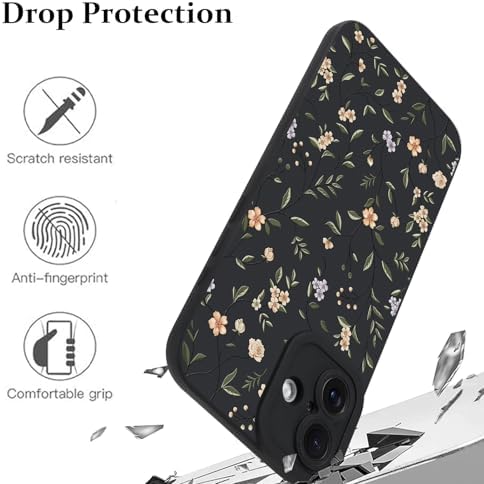 LSL Funda para iPhone 13, diseño de flores moradas, diseño de estampado de flores, TPU suave, lente de cámara completa, anti-caídas, antiarañazos, a prueba de golpes, funda protectora delgada para