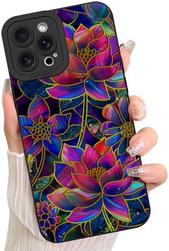 LSL Case for iPhone 13 Blue Floral Flower Pattern Print Design Soft TPU Full Camera Lens Anti Drop Anti Scratch Shockproof Protective Slim Cover for Women Girls