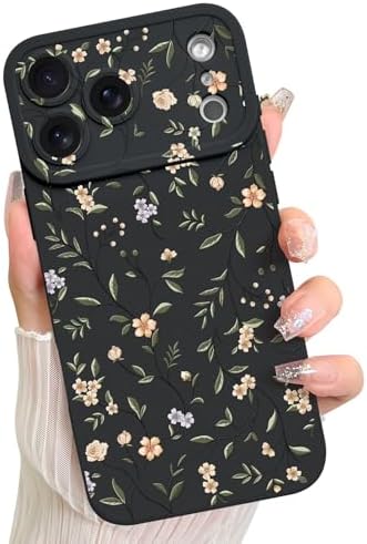 LSL Case for iPhone 13 Blue Floral Flower Pattern Print Design Soft TPU Full Camera Lens Anti Drop Anti Scratch Shockproof Protective Slim Cover for Women Girls