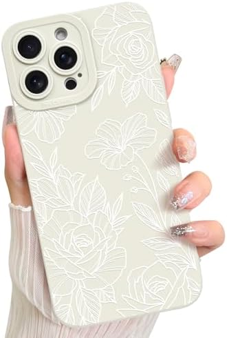 LSL Case for iPhone 13 Blue Floral Flower Pattern Print Design Soft TPU Full Camera Lens Anti Drop Anti Scratch Shockproof Protective Slim Cover for Women Girls