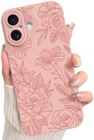 LSL Case for iPhone 13 Blue Floral Flower Pattern Print Design Soft TPU Full Camera Lens Anti Drop Anti Scratch Shockproof Protective Slim Cover for Women Girls
