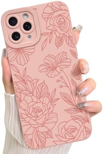 LSL Case for iPhone 13 Blue Floral Flower Pattern Print Design Soft TPU Full Camera Lens Anti Drop Anti Scratch Shockproof Protective Slim Cover for Women Girls