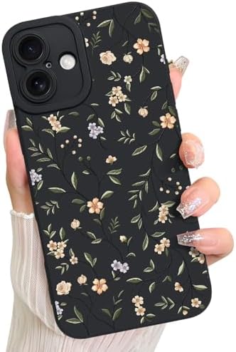 LSL Case for iPhone 13 Blue Floral Flower Pattern Print Design Soft TPU Full Camera Lens Anti Drop Anti Scratch Shockproof Protective Slim Cover for Women Girls