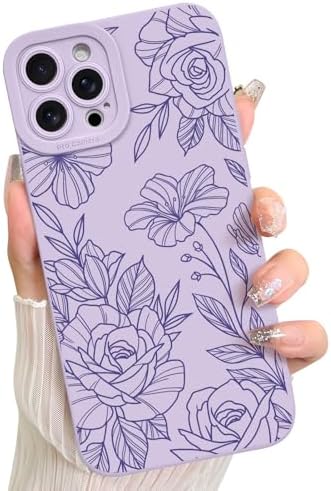 LSL Case for iPhone 13 Blue Floral Flower Pattern Print Design Soft TPU Full Camera Lens Anti Drop Anti Scratch Shockproof Protective Slim Cover for Women Girls