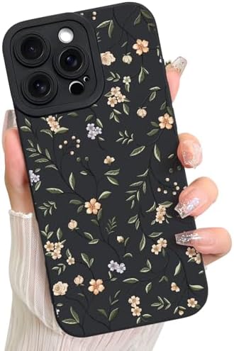 LSL Case for iPhone 13 Blue Floral Flower Pattern Print Design Soft TPU Full Camera Lens Anti Drop Anti Scratch Shockproof Protective Slim Cover for Women Girls
