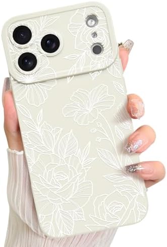 LSL Case for iPhone 13 Blue Floral Flower Pattern Print Design Soft TPU Full Camera Lens Anti Drop Anti Scratch Shockproof Protective Slim Cover for Women Girls