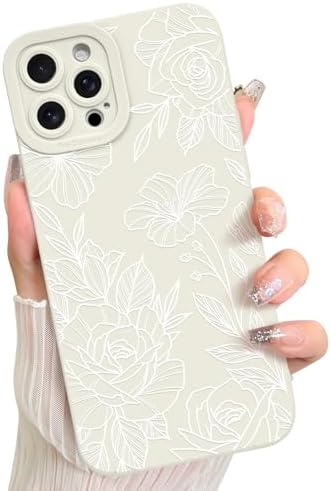 LSL Case for iPhone 13 Blue Floral Flower Pattern Print Design Soft TPU Full Camera Lens Anti Drop Anti Scratch Shockproof Protective Slim Cover for Women Girls