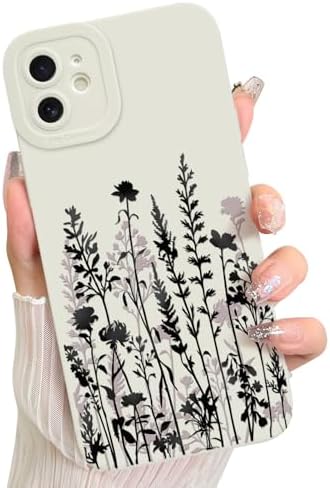 LSL Case for iPhone 13 Blue Floral Flower Pattern Print Design Soft TPU Full Camera Lens Anti Drop Anti Scratch Shockproof Protective Slim Cover for Women Girls