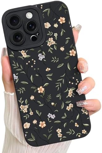 LSL Case for iPhone 13 Blue Floral Flower Pattern Print Design Soft TPU Full Camera Lens Anti Drop Anti Scratch Shockproof Protective Slim Cover for Women Girls