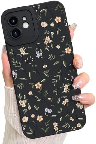 LSL Case for iPhone 13 Blue Floral Flower Pattern Print Design Soft TPU Full Camera Lens Anti Drop Anti Scratch Shockproof Protective Slim Cover for Women Girls