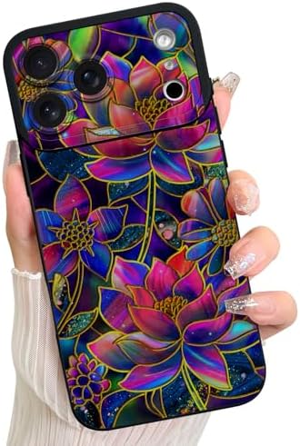 LSL Case for iPhone 13 Blue Floral Flower Pattern Print Design Soft TPU Full Camera Lens Anti Drop Anti Scratch Shockproof Protective Slim Cover for Women Girls