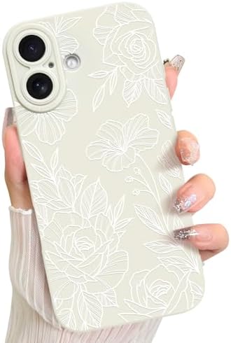LSL Case for iPhone 13 Blue Floral Flower Pattern Print Design Soft TPU Full Camera Lens Anti Drop Anti Scratch Shockproof Protective Slim Cover for Women Girls