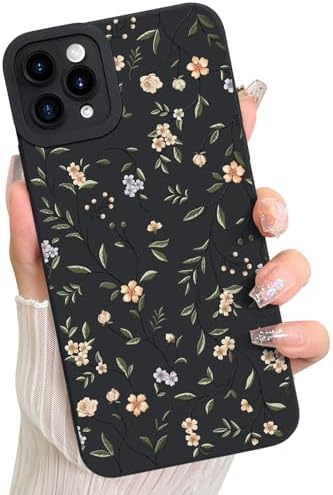 LSL Case for iPhone 13 Blue Floral Flower Pattern Print Design Soft TPU Full Camera Lens Anti Drop Anti Scratch Shockproof Protective Slim Cover for Women Girls