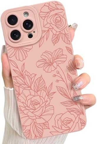 LSL Case for iPhone 13 Blue Floral Flower Pattern Print Design Soft TPU Full Camera Lens Anti Drop Anti Scratch Shockproof Protective Slim Cover for Women Girls