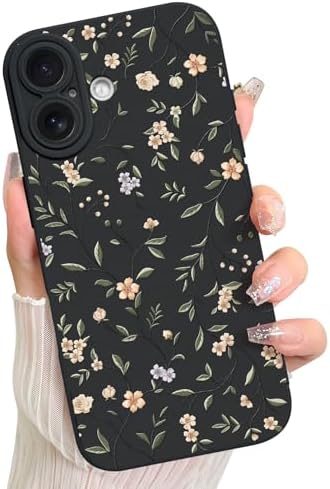 LSL Case for iPhone 13 Blue Floral Flower Pattern Print Design Soft TPU Full Camera Lens Anti Drop Anti Scratch Shockproof Protective Slim Cover for Women Girls