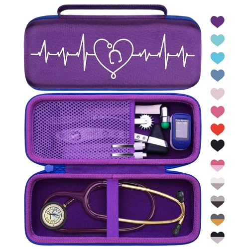 LTGEM Stethoscope Case for 3M Littmann Cardiology III II IV 3M Littmann Master Cardiology/MDF MDOne Stainless Steel Stethoscope Nurse Accessories and Medical Equipment  Purple Outside Purple Inside