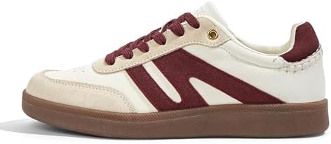 LUCKY STEP Women Classic Retro Gum Sole Fashion Sneakers Casual Tennis Skate Shoe Genuine Leather Walking Footwear Anti Slip Trainers