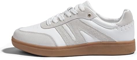 LUCKY STEP Women Classic Retro Gum Sole Fashion Sneakers Casual Tennis Skate Shoe Genuine Leather Walking Footwear Anti Slip Trainers