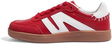 LUCKY STEP Women Classic Retro Gum Sole Fashion Sneakers Casual Tennis Skate Shoe Genuine Leather Walking Footwear Anti Slip Trainers