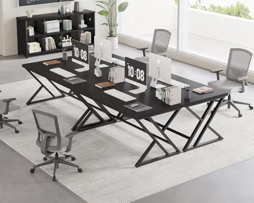 LVB Black Desk  Modern Gaming Writing Computer Desk for Home Office  Metal Wood Study Work PC Computer Table for Bedroom  Industrial Executive Student Workstation Desk  47 Inch  Black Oak