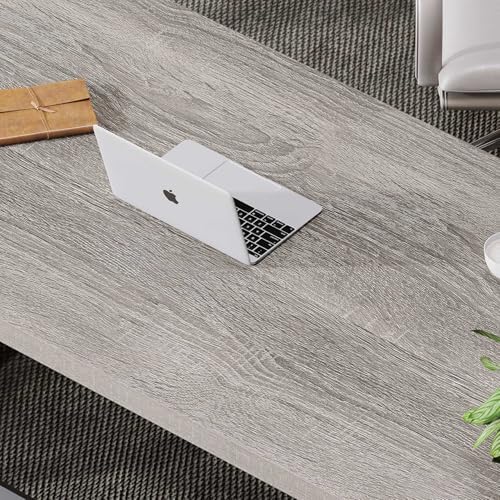 LVB Grey Desk  Industrial Wood Home Office Computer Desk for Bedroom  Farmhouse Metal Wooden Study Work PC Gaming Writing Table  Modern Simple Executive Writing Desk  47 Inch  Light Gray