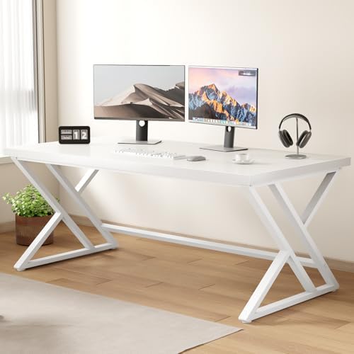 LVB Grey Desk  Industrial Wood Home Office Computer Desk for Bedroom  Farmhouse Metal Wooden Study Work PC Gaming Writing Table  Modern Simple Executive Writing Desk  47 Inch  Light Gray