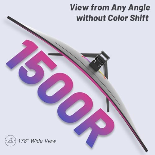 LXZ 34 Inch Gaming Monitor 1500R  3440   1440p 165hz Frameless Display 100  sRGB  Wide Viewing Angle  Display Port HDMI   Black