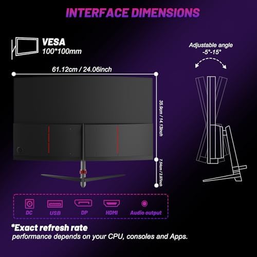 LXZ 34 Inch Gaming Monitor 1500R  3440   1440p 165hz Frameless Display 100  sRGB  Wide Viewing Angle  Display Port HDMI   Black