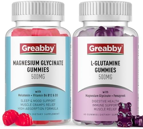 L Glutamine Gummies & Magnesium Glycinate Gummies  Muscle Relief & Joint Support  Vegan & Organic  Non GMO