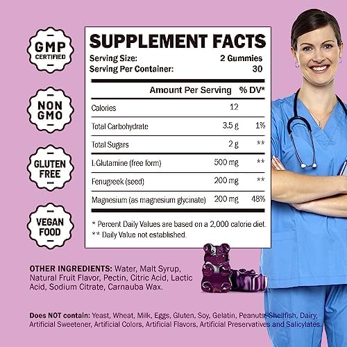 L Glutamine Gummies & Magnesium Glycinate Gummies  Muscle Relief & Joint Support  Vegan & Organic  Non GMO