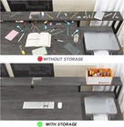 L Shaped Computer Desk with Led Lights 66" Home Office Desk with Power Outlet