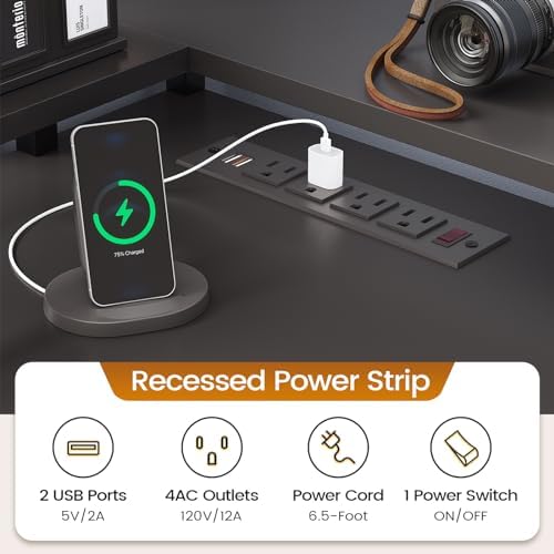 L Shaped Desk with 6 Drawer  108" Home Office Desk with File Drawer