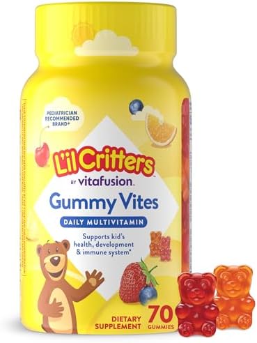L il Critters Gummy Vites Daily Gummy Multivitamin for Kids  Vitamin C  D3 for Immune Support Cherry  Strawberry  Orange  Pineapple and Blueberry Flavors  70 Count Gummies
