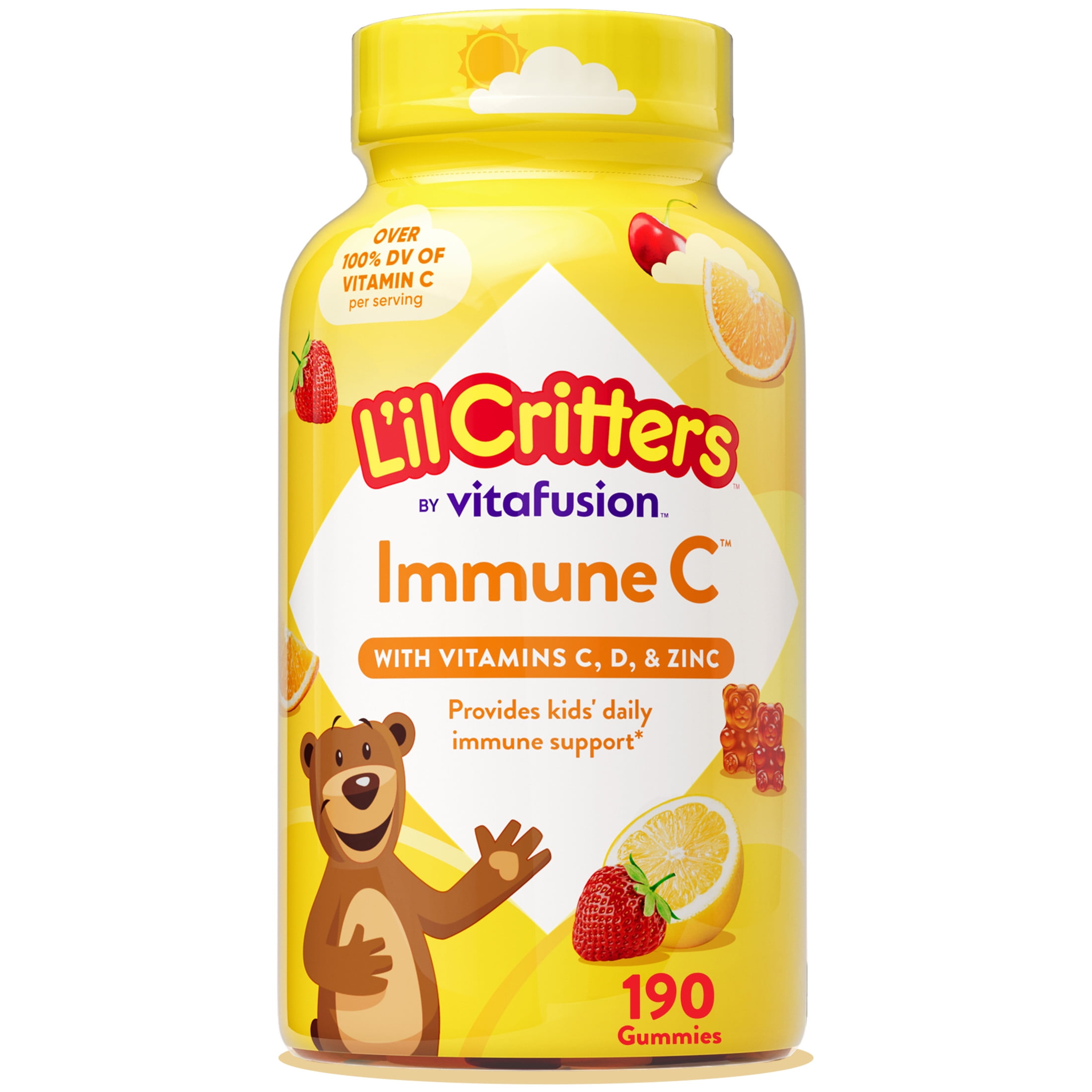 L'il Critters Immune C Suplemento Vitamínico Gomoso para Niños, Sabor a Fruta, 190 Unidades