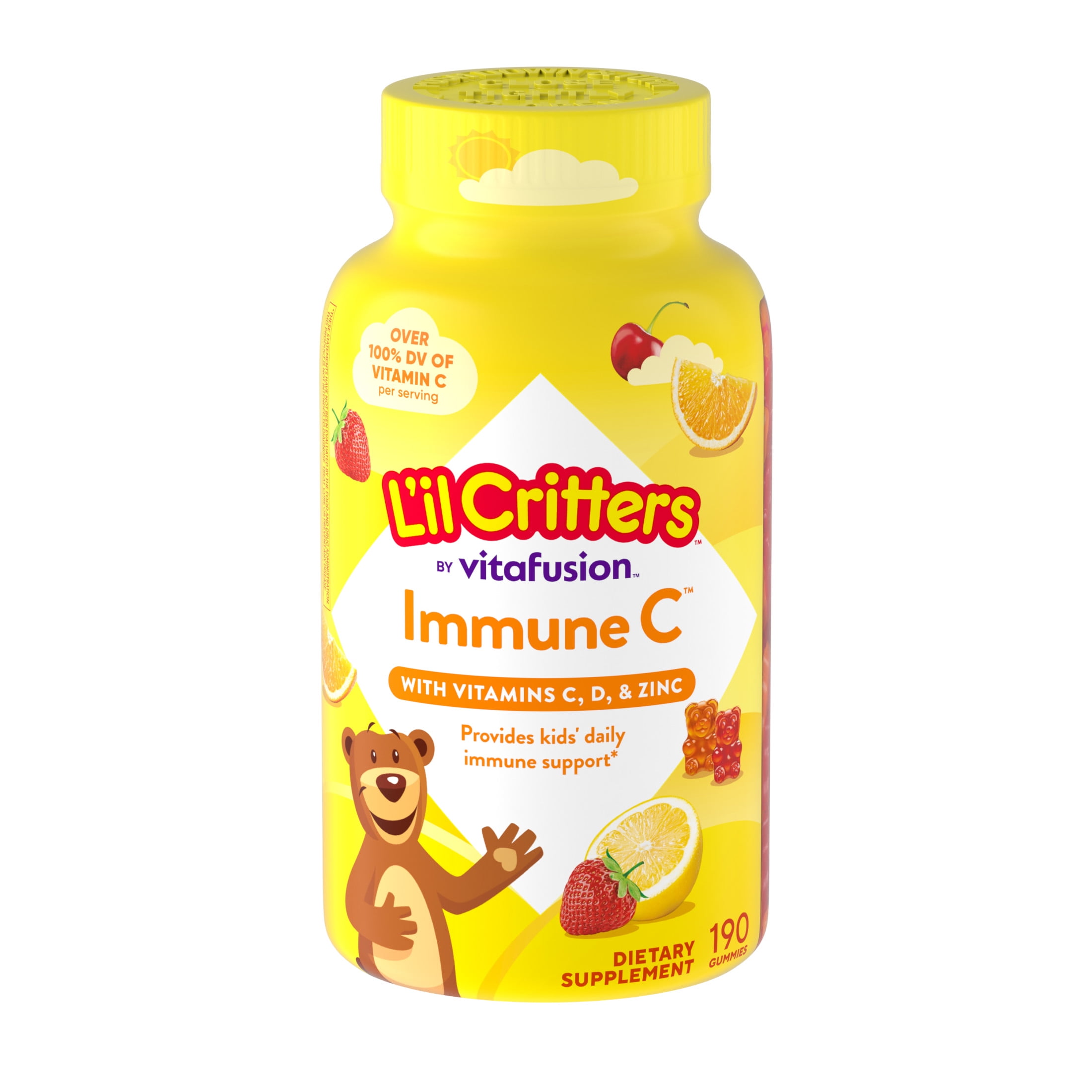 L'il Critters Immune C Suplemento Vitamínico Gomoso para Niños, Sabor a Fruta, 190 Unidades