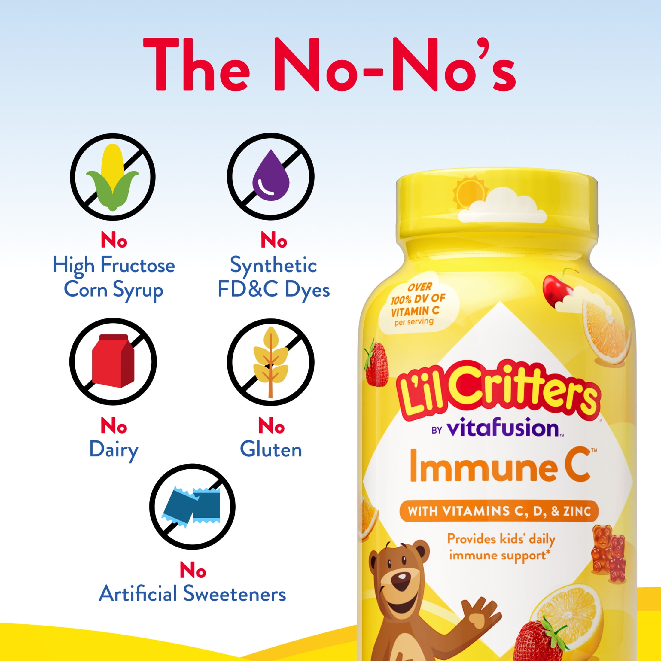 L'il Critters Immune C Suplemento Vitamínico Gomoso para Niños, Sabor a Fruta, 190 Unidades
