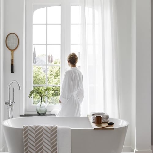 Lacoste Classic Pique Bath Robe  100  Soft Cotton Terry  Unisex Adult Bathrobe  Absorbent & Quick Drying  One Size Fits Most