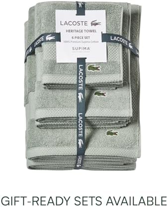 Lacoste Heritage 100  Supima Cotton Bath Towel  Aloe  30 x 54   Highly Absorbent & Quick Drying  Premium Super Soft Bath Towel  Bathroom Essential  Gift for All Occasions  Machine Washable