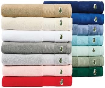 Lacoste Heritage 100  Supima Cotton Bath Towel  Aloe  30 x 54   Highly Absorbent & Quick Drying  Premium Super Soft Bath Towel  Bathroom Essential  Gift for All Occasions  Machine Washable