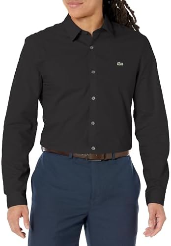 Lacoste Mens Long Sleeve Slim Fit Poplin Button Down Shirt